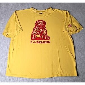 Adidas I Love Beijing Velvet Dragon Men's XL Short Sleeve Yellow Shirt RARE